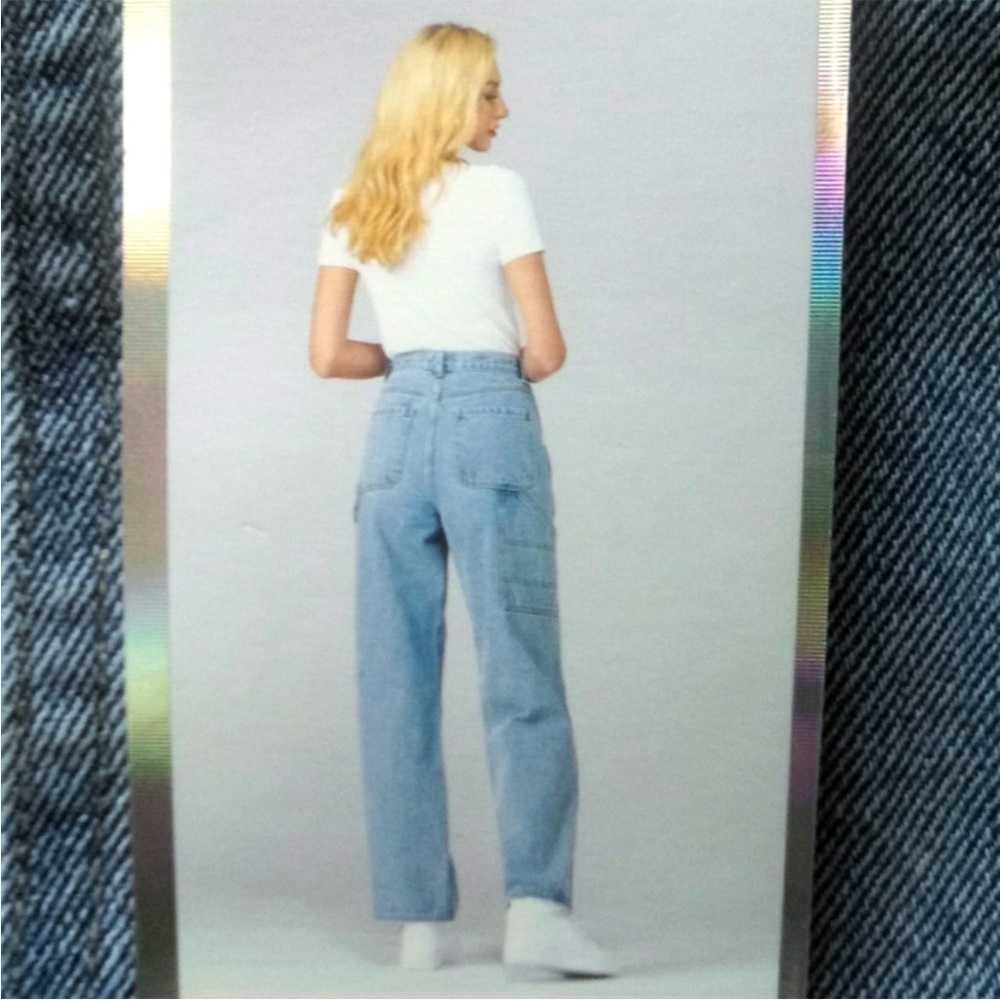 Simple Society Wide Leg Carpenter Cargo Jeans Indigo Size 11/30 Skater Y2K Retro